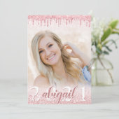 Afstuderen Roos Gold Glitter Drip Spark 4 Foto Kaart (Staand voorkant)