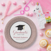 Afstuderen Roos Gold Glitter Elegant Papieren Bordje (Feest)