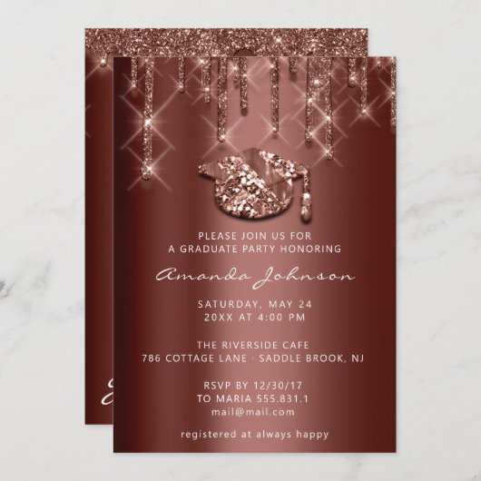 Afstuderen Roos Gold Pet3D-effect Bronze Kaart (Voorkant / Achterkant)