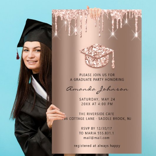 Afstuderen Roos Gold Pet 3D Blush Kaart