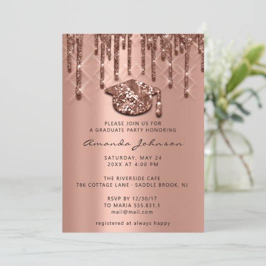 Afstuderen Roos Gold Pet 3D-effect Glam Kaart (Staand voorkant)