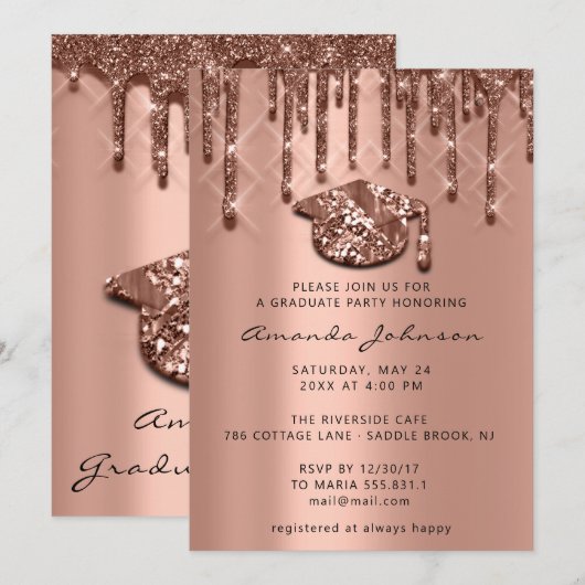 Afstuderen Roos Gold Pet 3D-effect Glam Kaart (Voorkant / Achterkant)