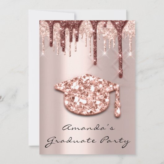 Afstuderen Roos Gold Pet 3D-effect Glam Party Kaart (Achterkant)