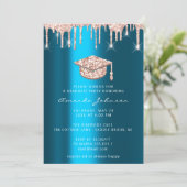 Afstuderen Roos Gold Pet 3D Glam Blauwgroen blauw Kaart (Staand voorkant)