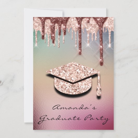 Afstuderen Roos Gold Pet 3D Glam HOLOGRAPH Kaart (Achterkant)