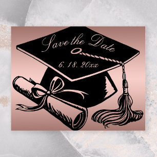 Afstuderen Roos Gold Pet Diploma Save the Date Aankondiging
