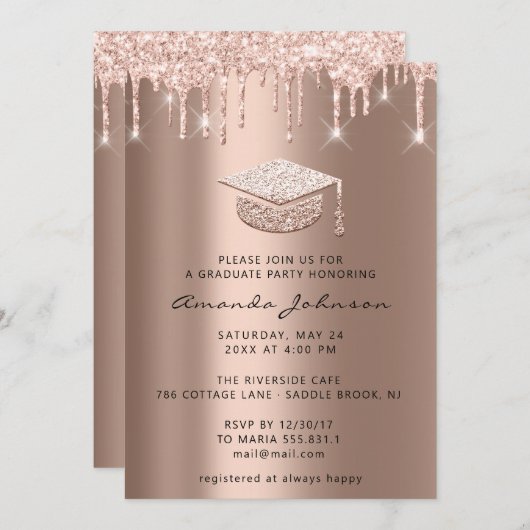 Afstuderen Roos Gold Pet Kaart (Voorkant / Achterkant)