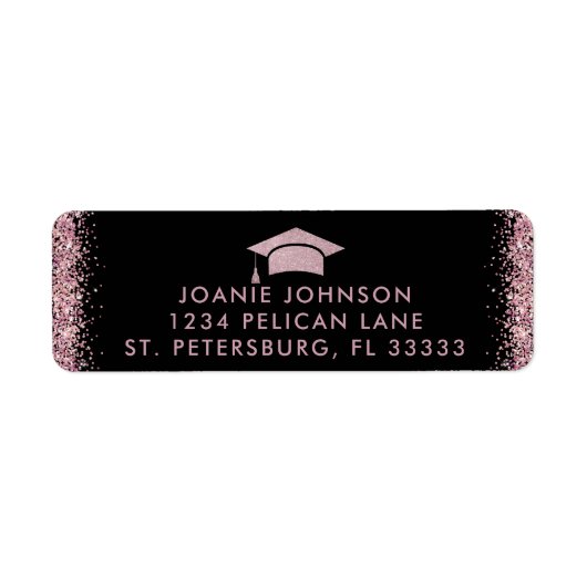 Afstuderen Roos Gold Pink Pet en Tassel Etiket (Voorkant)