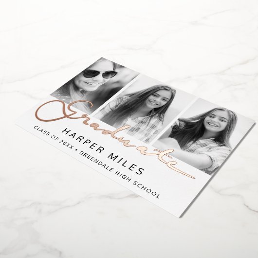 Afstuderen roos goud briefkaart (Gedraaid)