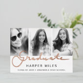 Afstuderen roos goud briefkaart (Staand Voorkant)