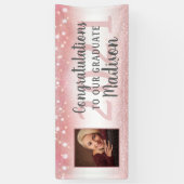 Afstuderen Roos Goud Roze Glitter Lights Foto Spandoek (Verticaal)