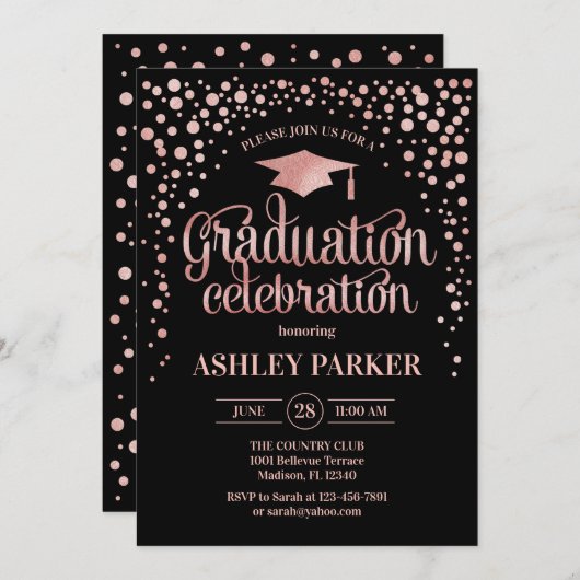 Afstuderen - Roos Goud Zwart Kaart (Voorkant / Achterkant)