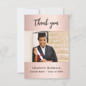 Afstuderen roos gouden blush foto bedankkaart (Voorkant)