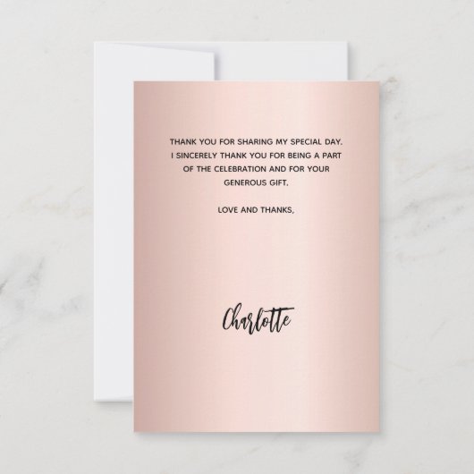 Afstuderen roos gouden blush foto bedankkaart (Achterkant)