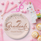 Afstuderen Roos Gouden Folie Graduatie Party Roze Papieren Bordje (Feest)