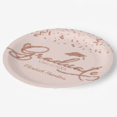 Afstuderen Roos Gouden Folie Graduatie Party Roze Papieren Bordje (Gekanteld)