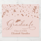 Afstuderen Roos Gouden Folie Graduatie Party Roze Sparkling Wijnetiket (Enkel label)