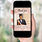 Afstuderen roos gouden foto bedankkaart kaart