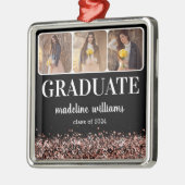 Afstuderen Roos Gouden Glitter Drie Foto Metalen Ornament (Links)