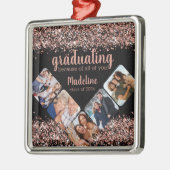 Afstuderen Roos Gouden Glitter Vijf Foto Metalen Ornament (Links)
