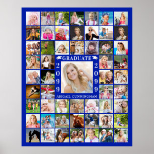 Afstuderen Royal Blue 55 Photo Collage Personalize Poster