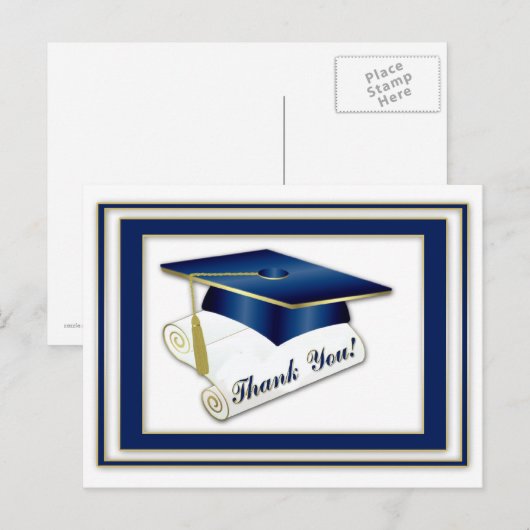 Afstuderen Royal Blue Bedankt Briefkaart (Voorkant / Achterkant)