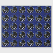 Afstuderen Royal Blue Cheetah Print met zwart Cadeaupapier (Vlak)