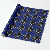Afstuderen Royal Blue Cheetah Print met zwart Cadeaupapier (Uitgerold)