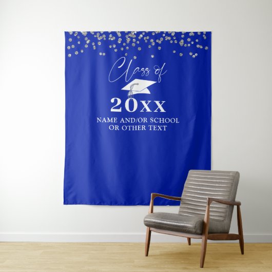 Afstuderen Royal Blue Class Year Photo Backdrop Wandkleed (In situ)