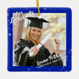 Afstuderen Royal Blue en Stars Two Photos Keramisch Ornament