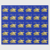 Afstuderen Royal Blue Metallic Gold Class Year Cadeaupapier (Vlak)