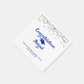 Afstuderen Royal Blue Silver Confetti Brush Script Servet (Hoek)
