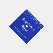 Afstuderen Royal Blue Silver Confetti Brush Script Servet (Hoek)