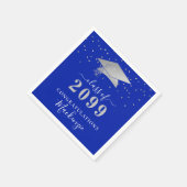 Afstuderen Royal Blue Silver Confetti Script Servet (Hoek)