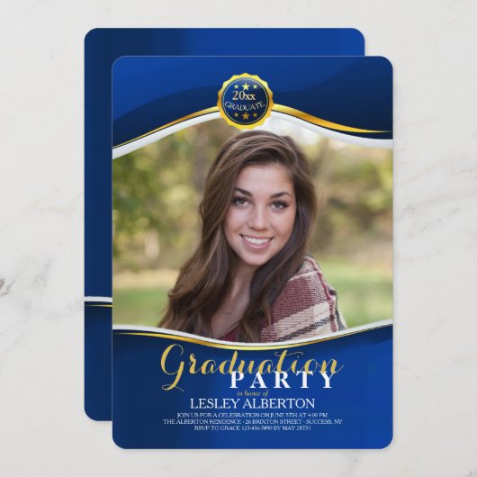 Afstuderen Royal Fotouitnodiging Kaart (Voorkant / Achterkant)