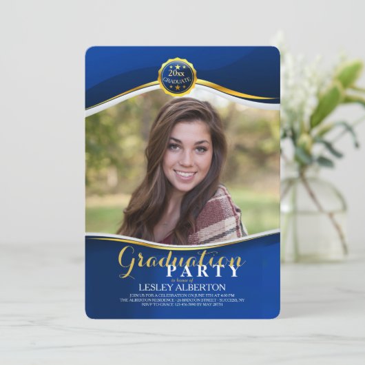 Afstuderen Royal Fotouitnodiging Kaart (Staand voorkant)