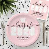 Afstuderen roze afstudeerfeest papieren bordje