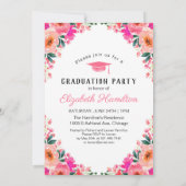 Afstuderen Roze Bloemen Lijst Graduation Party Fot Kaart (Achterkant)