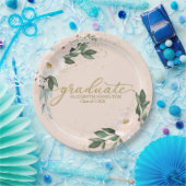 Afstuderen roze blush bloemen afstudeerfeest papieren bordje (Feest)