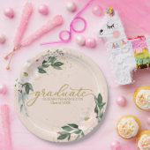 Afstuderen roze blush bloemen afstudeerfeest papieren bordje (Feest)