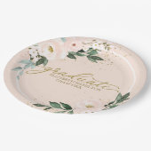 Afstuderen roze blush bloemen afstudeerfeest papieren bordje (Gekanteld)