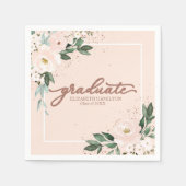 Afstuderen Roze Blush Bloemen Afstudeerfeest Serve Servet (Voorkant)
