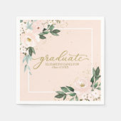 Afstuderen roze blush bloemen afstudeerfeest servet (Voorkant)