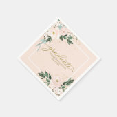 Afstuderen roze blush bloemen afstudeerfeest servet (Hoek)