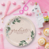 Afstuderen Roze Blush Bloemen Afstuderen Party Pap Papieren Bordje (Feest)