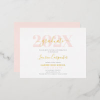 Afstuderen Roze Blush en Gold foil-uitnodiging