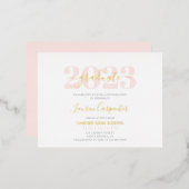 Afstuderen Roze Blush en Gold foil-uitnodiging Folie Uitnodiging Briefkaart (Voorkant / Achterkant)