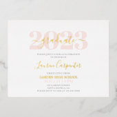Afstuderen Roze Blush en Gold foil-uitnodiging Folie Uitnodiging Briefkaart (Voorkant)