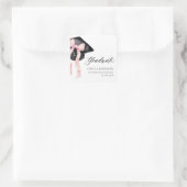 Afstuderen Roze Bow Coquette Graduation Cap Vierkante Sticker (Tas)