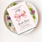 Afstuderen Roze Bow Elegant Trendy Invitation Kaart